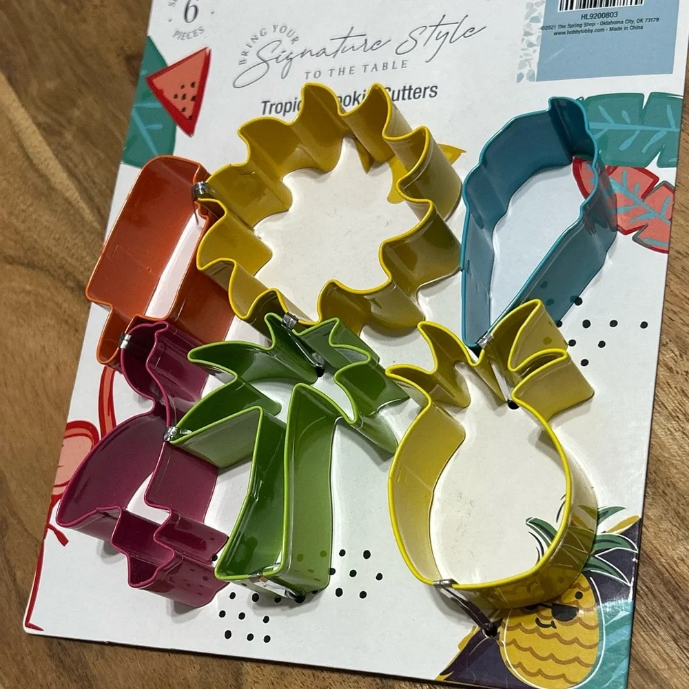 Hobby Lobby Tropical Cookie Cutters Set of 6 Palm Tree Flamingo Pineapple NEW